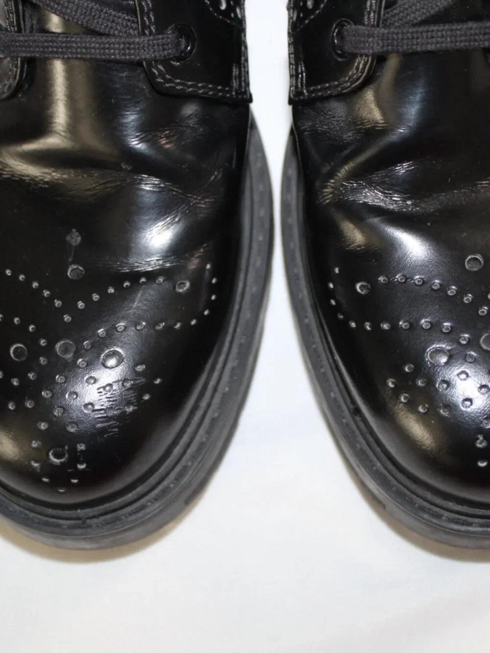 PRADA Wing Tip Brogue Combat Boots Black Leather Booties Lace Up Side Zip 39 - Picture 8 of 9